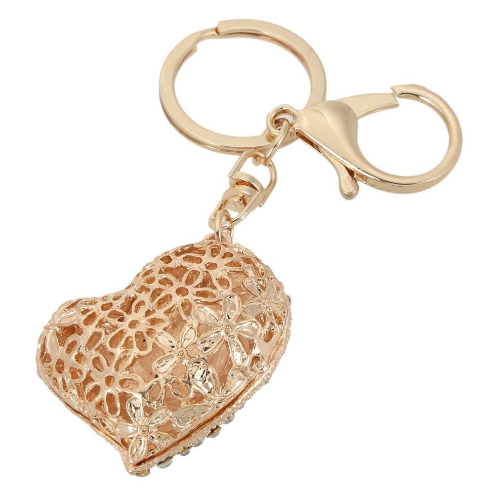 Fashion Jewelry Hollow Shinning Rhinestone Crystal Heart Pendant Car Keyring Key Chain for Gift Image 3