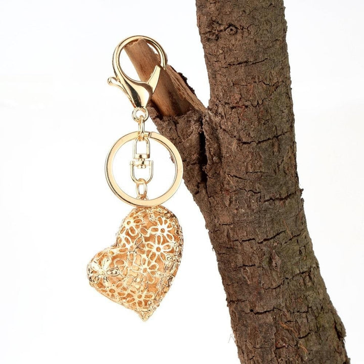 Fashion Jewelry Hollow Shinning Rhinestone Crystal Heart Pendant Car Keyring Key Chain for Gift Image 4