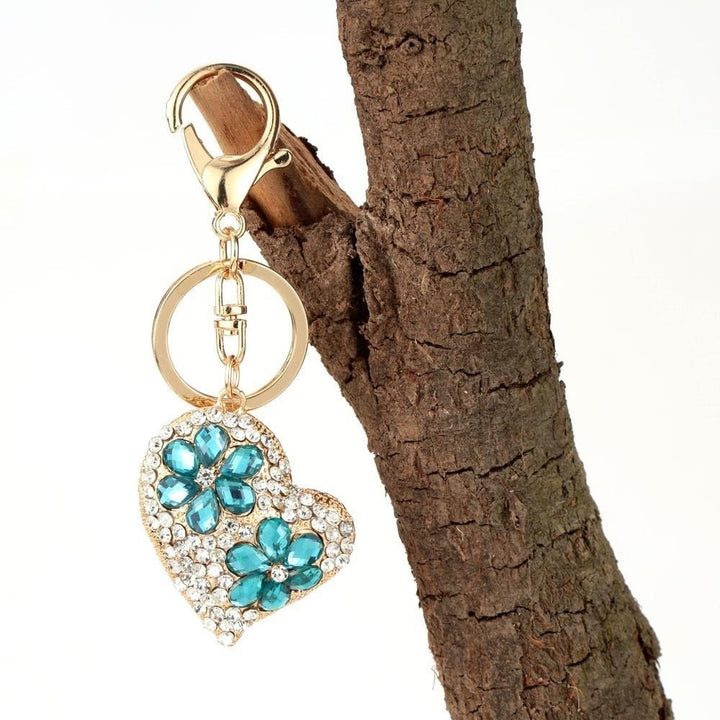Fashion Jewelry Hollow Shinning Rhinestone Crystal Heart Pendant Car Keyring Key Chain for Gift Image 8