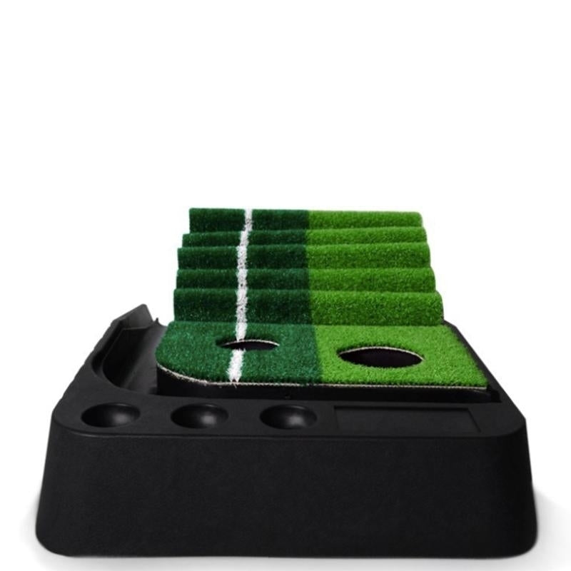Golf Putting Green Trainer Pad with Auto Ball Return System with 2 Holes Image 1