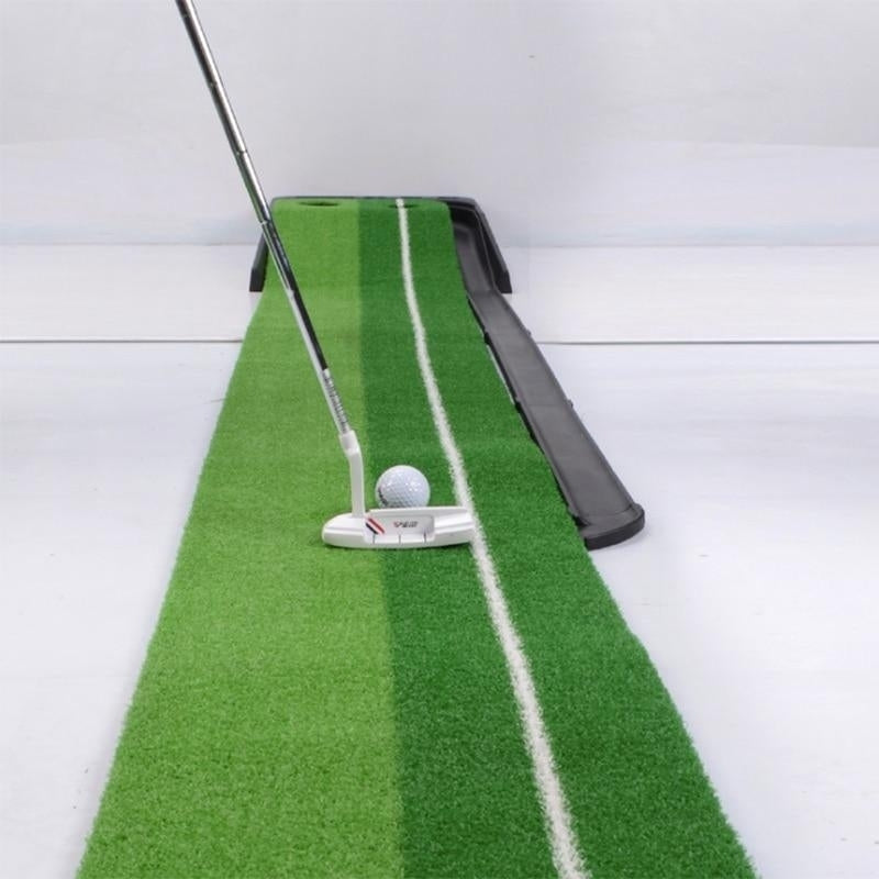 Golf Putting Green Trainer Pad with Auto Ball Return System with 2 Holes Image 2