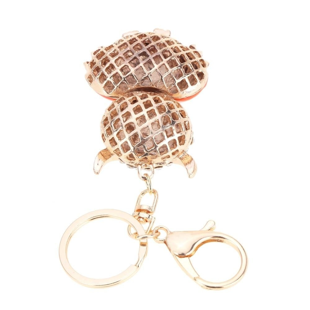 Jewelry Hollow Alloy Vintage Shinning Rhinestone Owl Pendant Key Ring Chain Image 4