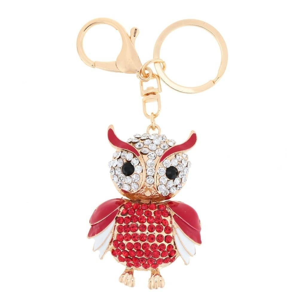 Jewelry Hollow Alloy Vintage Shinning Rhinestone Owl Pendant Key Ring Chain Image 8