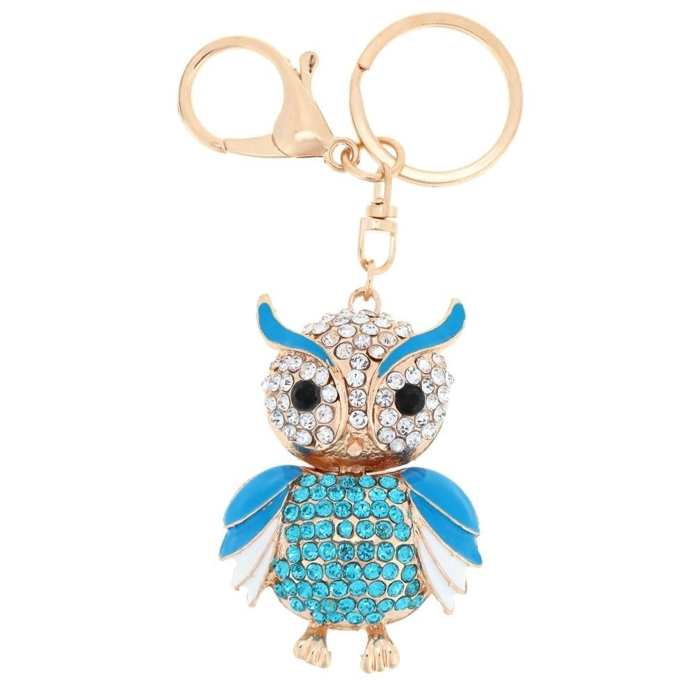 Jewelry Hollow Alloy Vintage Shinning Rhinestone Owl Pendant Key Ring Chain Image 9