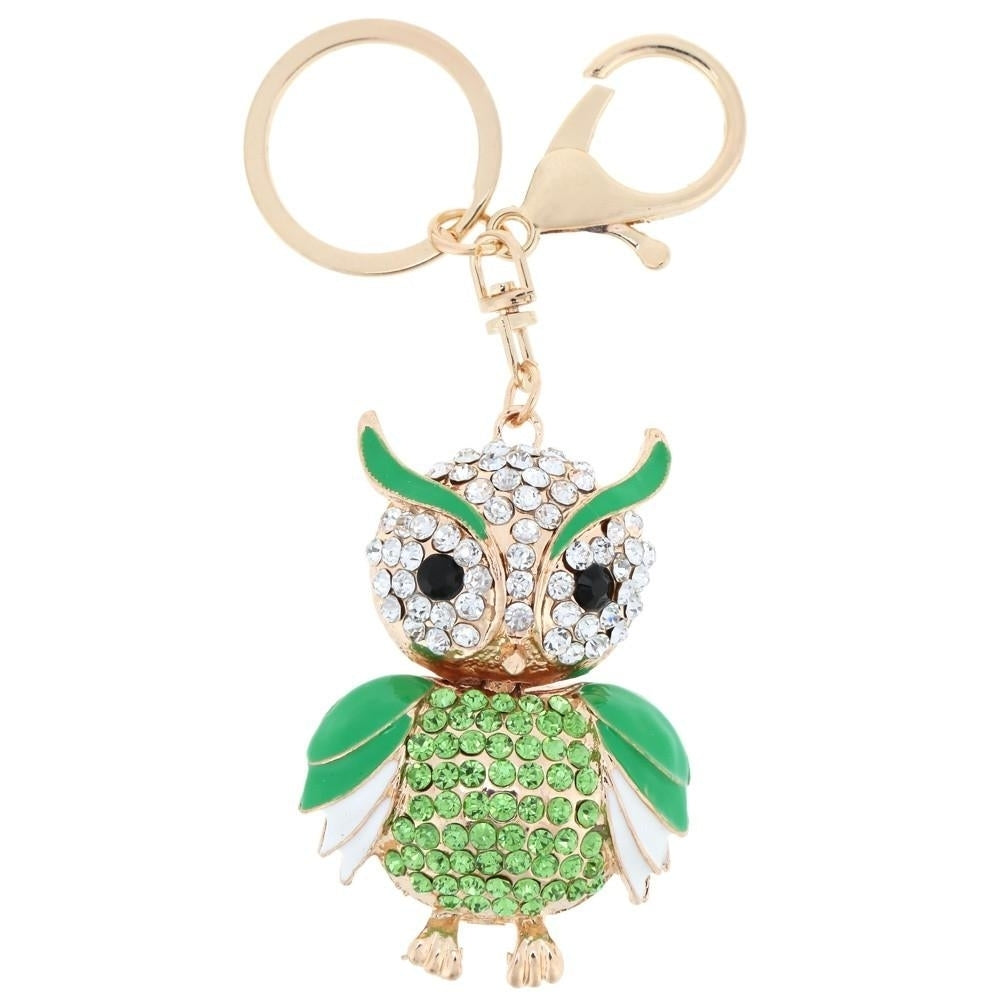 Jewelry Hollow Alloy Vintage Shinning Rhinestone Owl Pendant Key Ring Chain Image 10