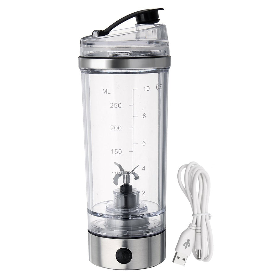 250ML Portable USB Rechargeable Protein Shaker Mixer Bottle Image 1