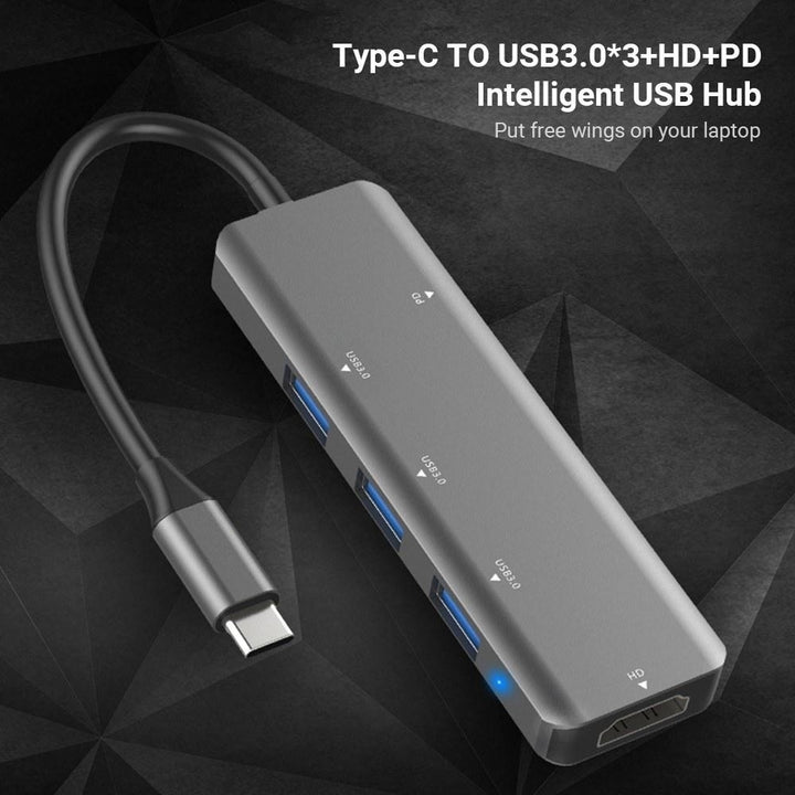 5 in 1 Hub Type-C To USB3.03+PD+HD Intelligent USB Hub Multi-port Adpater Image 7