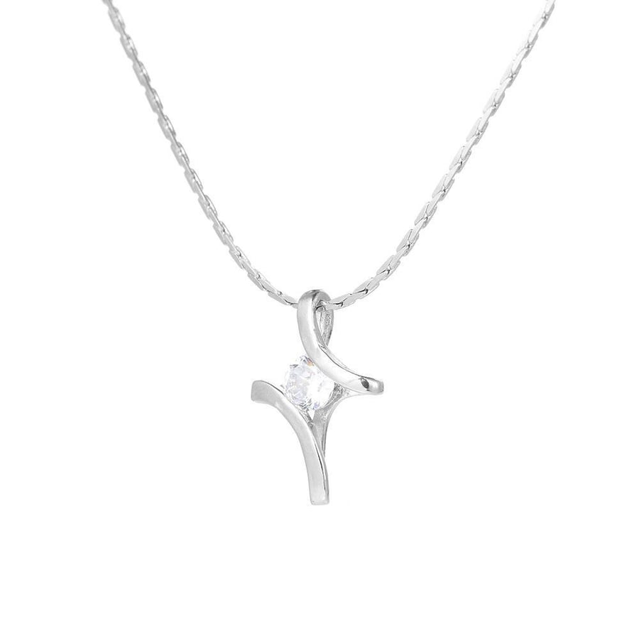 Alloy Clavicle Chain Twisted Cross Diamond Pendant Necklace for Women Jewelry Image 1