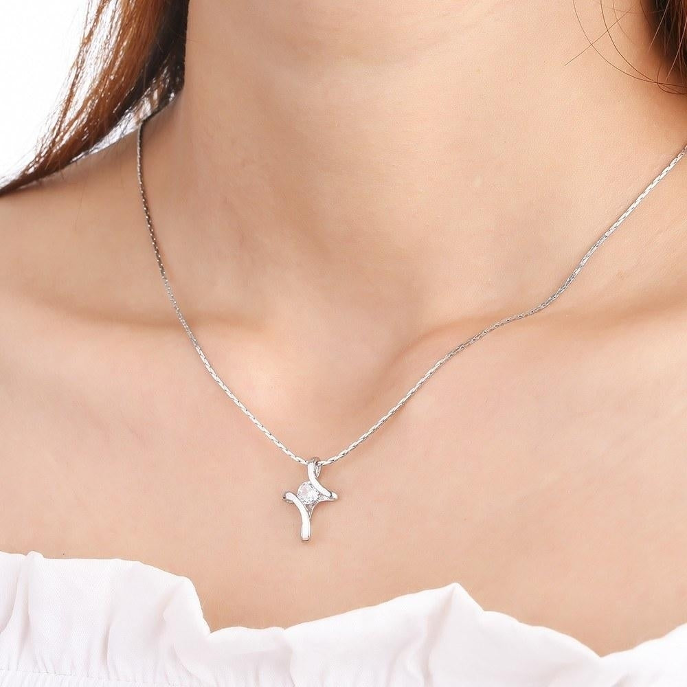 Alloy Clavicle Chain Twisted Cross Diamond Pendant Necklace for Women Jewelry Image 3