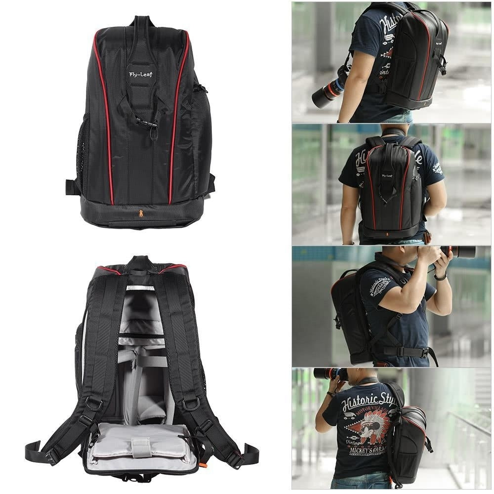 Camera Lens Black Photography Padded Shockproof Water-resistant Backpack for Nikon Canon Sony DSLR Image 9