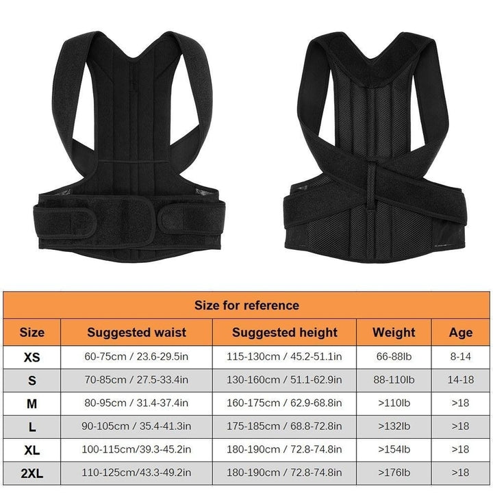 Lumbar Upper Lower Back Support Strap Belt Adjustable Posture Corrector Shoulder Relief Brace Image 4