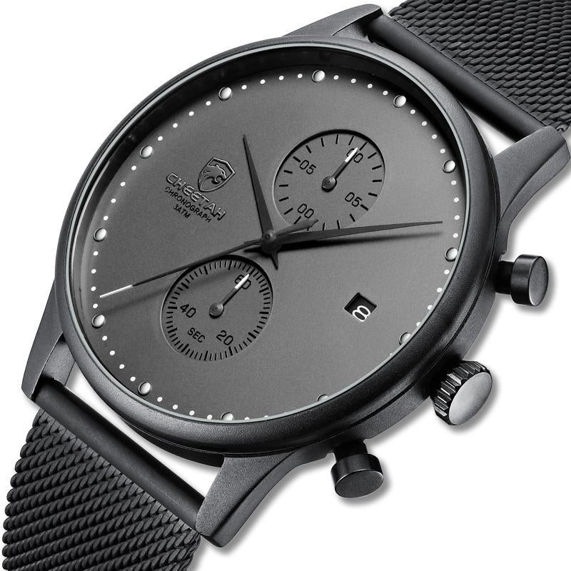 Men Chronograph Quartz Stainless Steel Waterproof Sports Clock Business Watch Image 1
