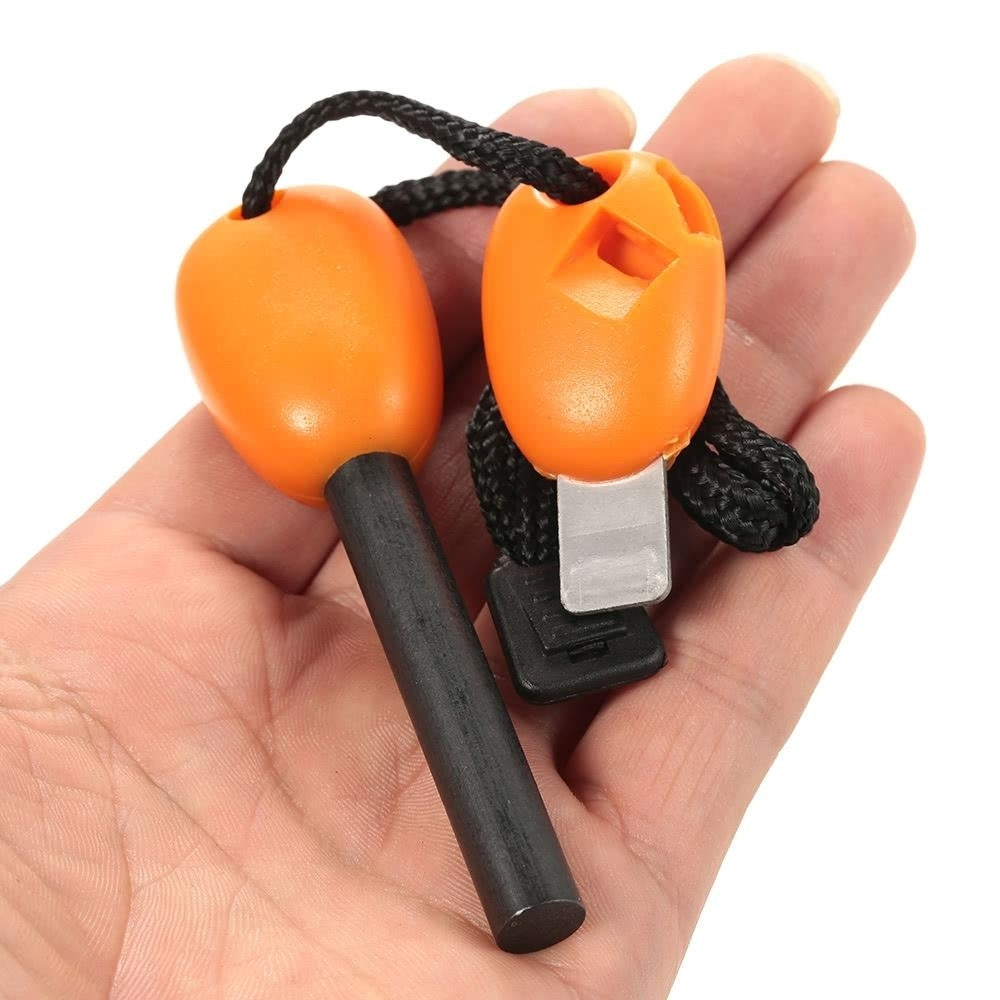 Outdoor Fire Starter Lighter Flint with Emergency Whistle Survival Kit Portable Camping Tool Image 4