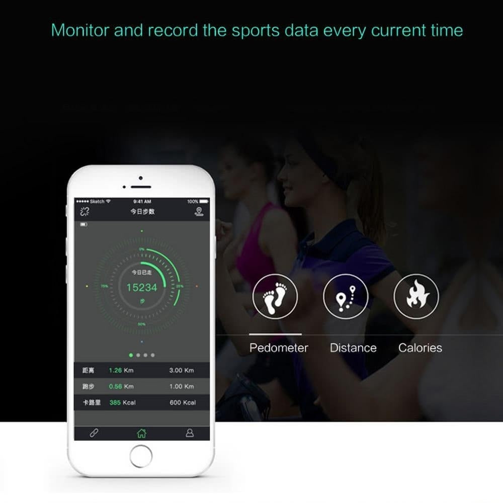 Smart BT Sport Watch Wristband 0.69" OLED Call Notification Pedometer Alarm etc Image 2