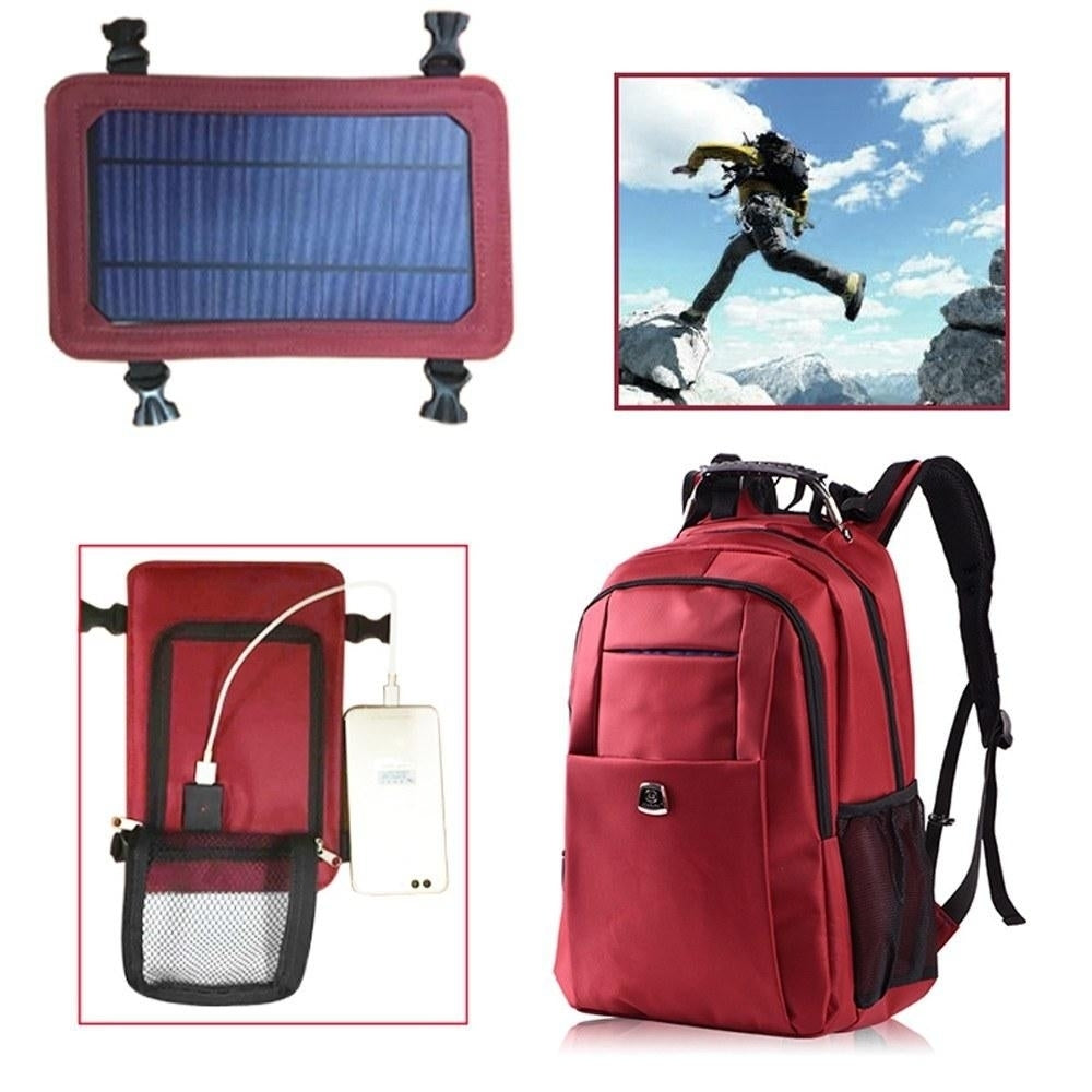Solar Power Outdoor Charging Backpack with USB Port Waterproof Breathable Image 3