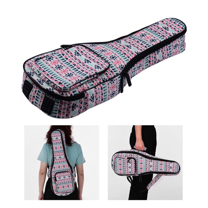 Soprano Ukulele Gig Bag 21 Inch Stylish Padded Cotton Backpack Carrying Case with Flannelette Lining Image 7