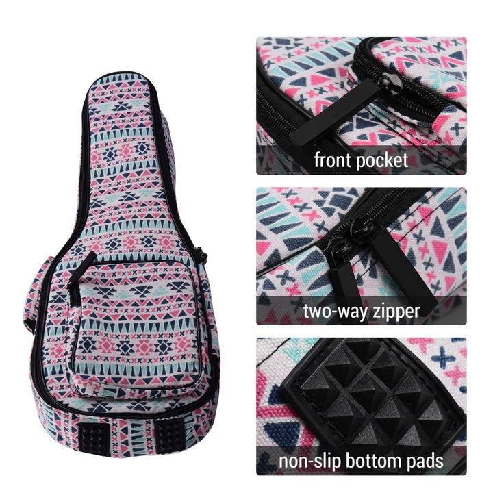 Soprano Ukulele Gig Bag 21 Inch Stylish Padded Cotton Backpack Carrying Case with Flannelette Lining Image 8