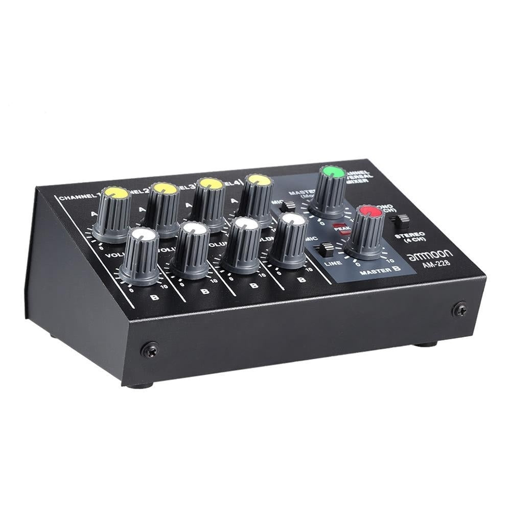 Ultra-compact Low Noise 8 Channels Metal Mono Stereo Audio Sound Mixer with Power Adapter Cable Image 2