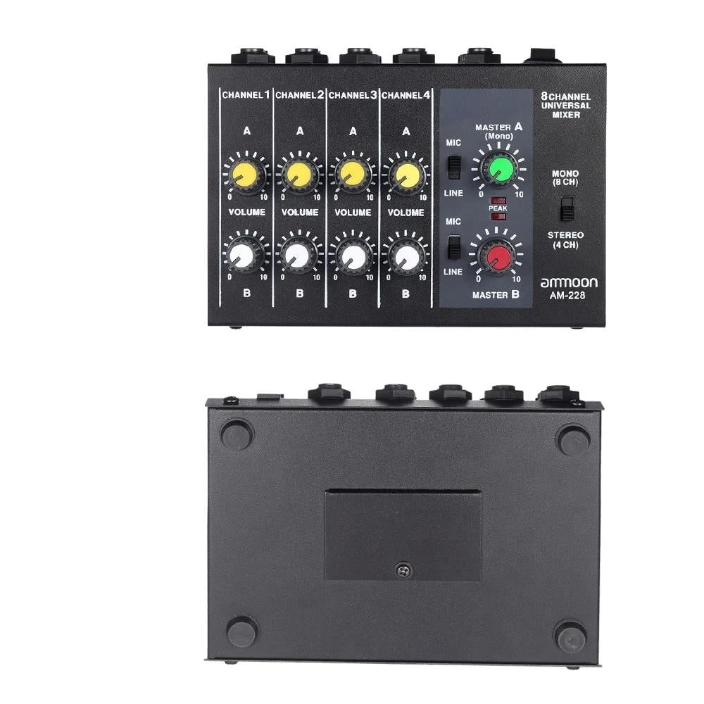 Ultra-compact Low Noise 8 Channels Metal Mono Stereo Audio Sound Mixer with Power Adapter Cable Image 6