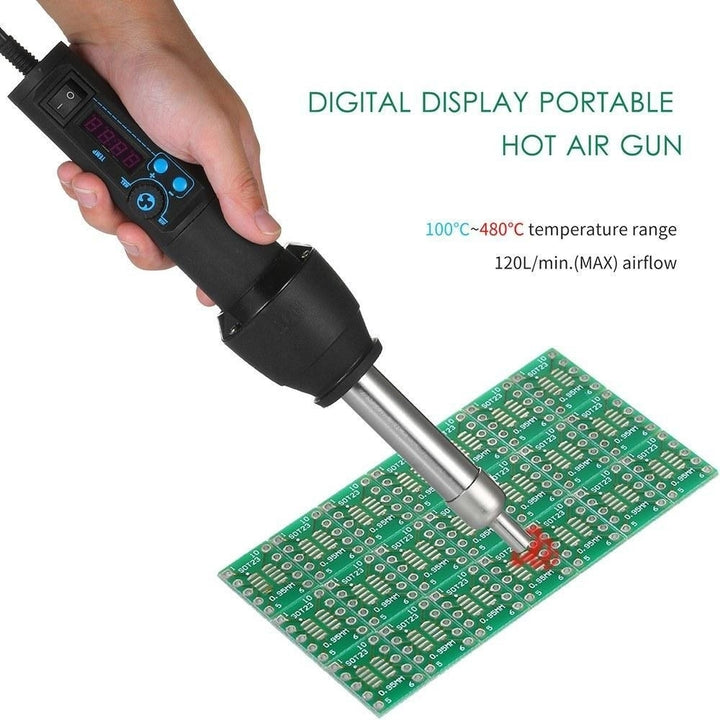 Portable Hot Air Gun with 8 Nozzles Ceramic Heating Core LED Digital Display Flow Temperature Adjustable Image 6