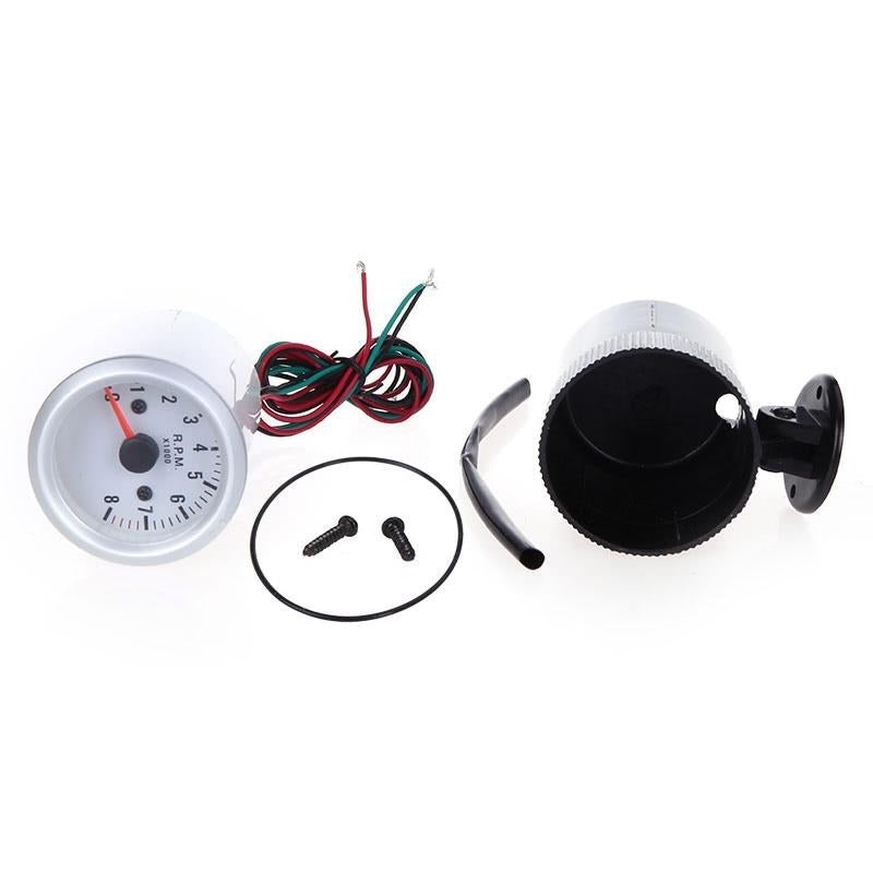 Tachometer Tach Gauge with Holder Cup for Auto Car 2" 52mm 0~8000RPM Blue LED Light Image 4