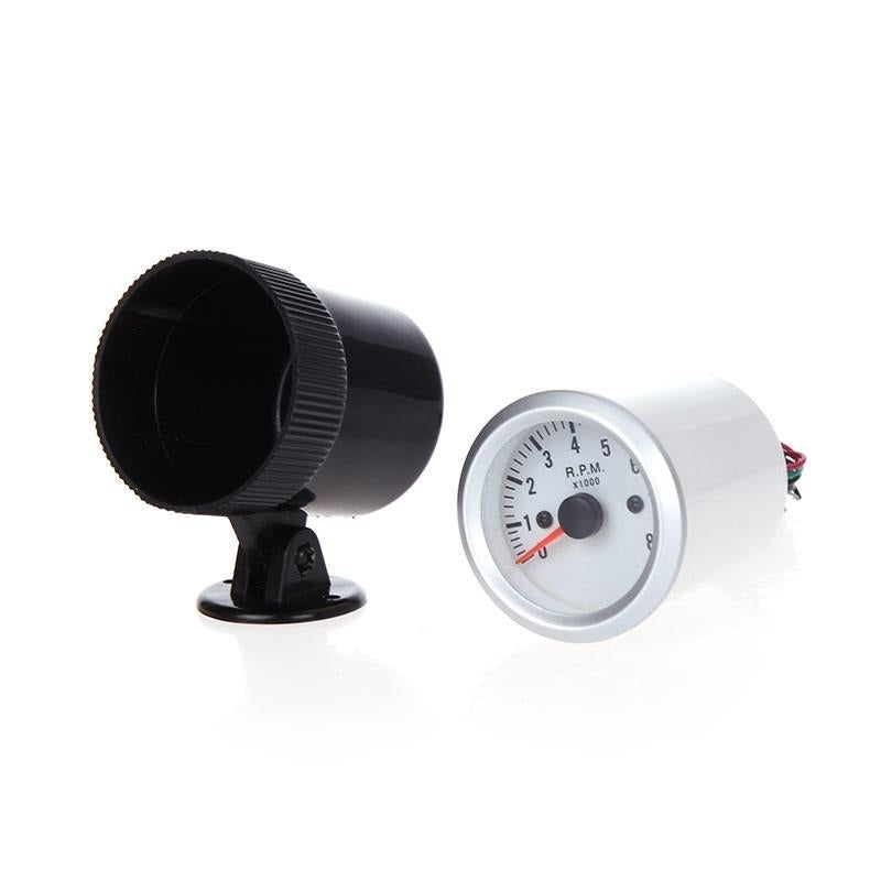 Tachometer Tach Gauge with Holder Cup for Auto Car 2" 52mm 0~8000RPM Blue LED Light Image 4