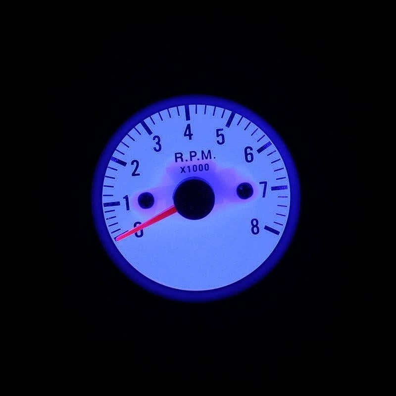 Tachometer Tach Gauge with Holder Cup for Auto Car 2" 52mm 0~8000RPM Blue LED Light Image 12