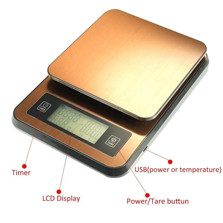 Timed Handmade Coffee Electronic Scale with Temperature Probe Image 6