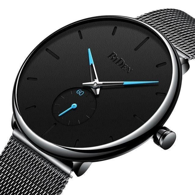Ultra Thin Casual Style Mesh Steel Men Watch Image 1