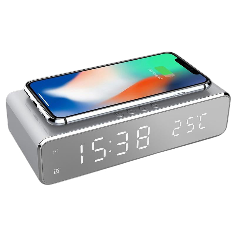 USB Digital LED Alarm Clock With Wireless Phone Charger Image 1