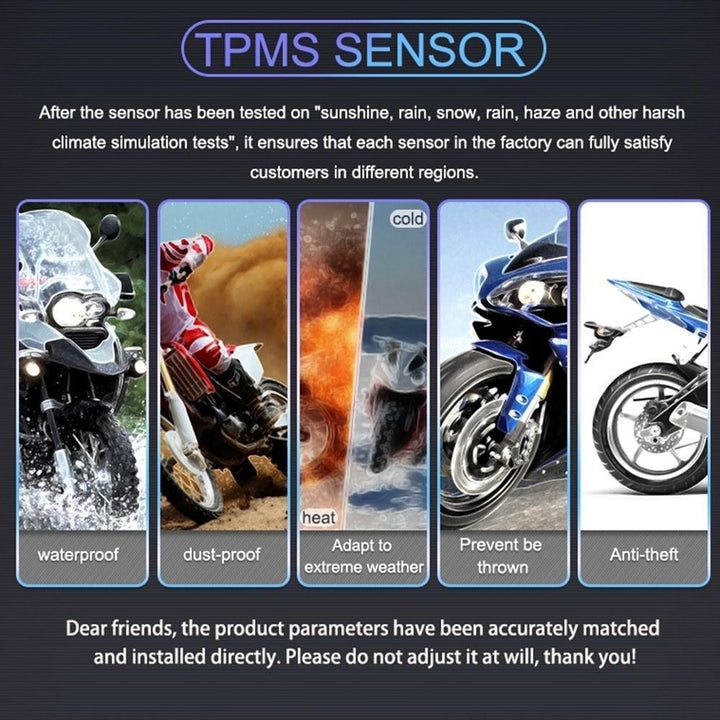 Wireless Digital Motorcycle Tire Pressure Gauge Monitoring System Waterproof TPMS with 2 External Sensors Image 6