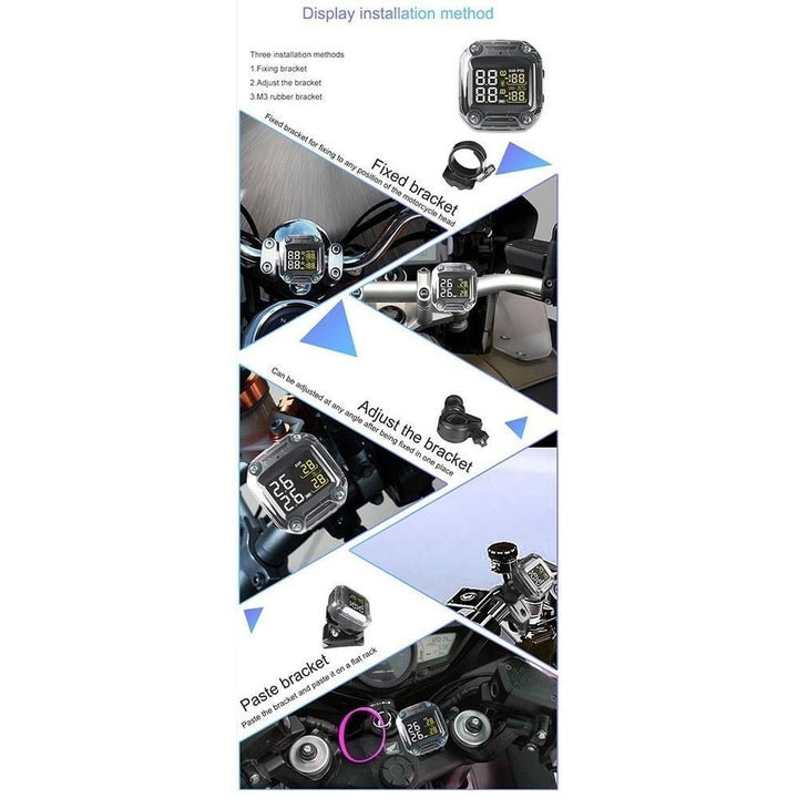 Wireless Digital Motorcycle Tire Pressure Gauge Monitoring System Waterproof TPMS with 2 External Sensors Image 7