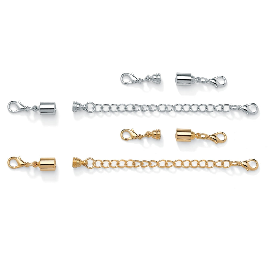 Magnetic Clasp and Chain Extender Set in Yellow Gold Tone and Silvertone Image 1