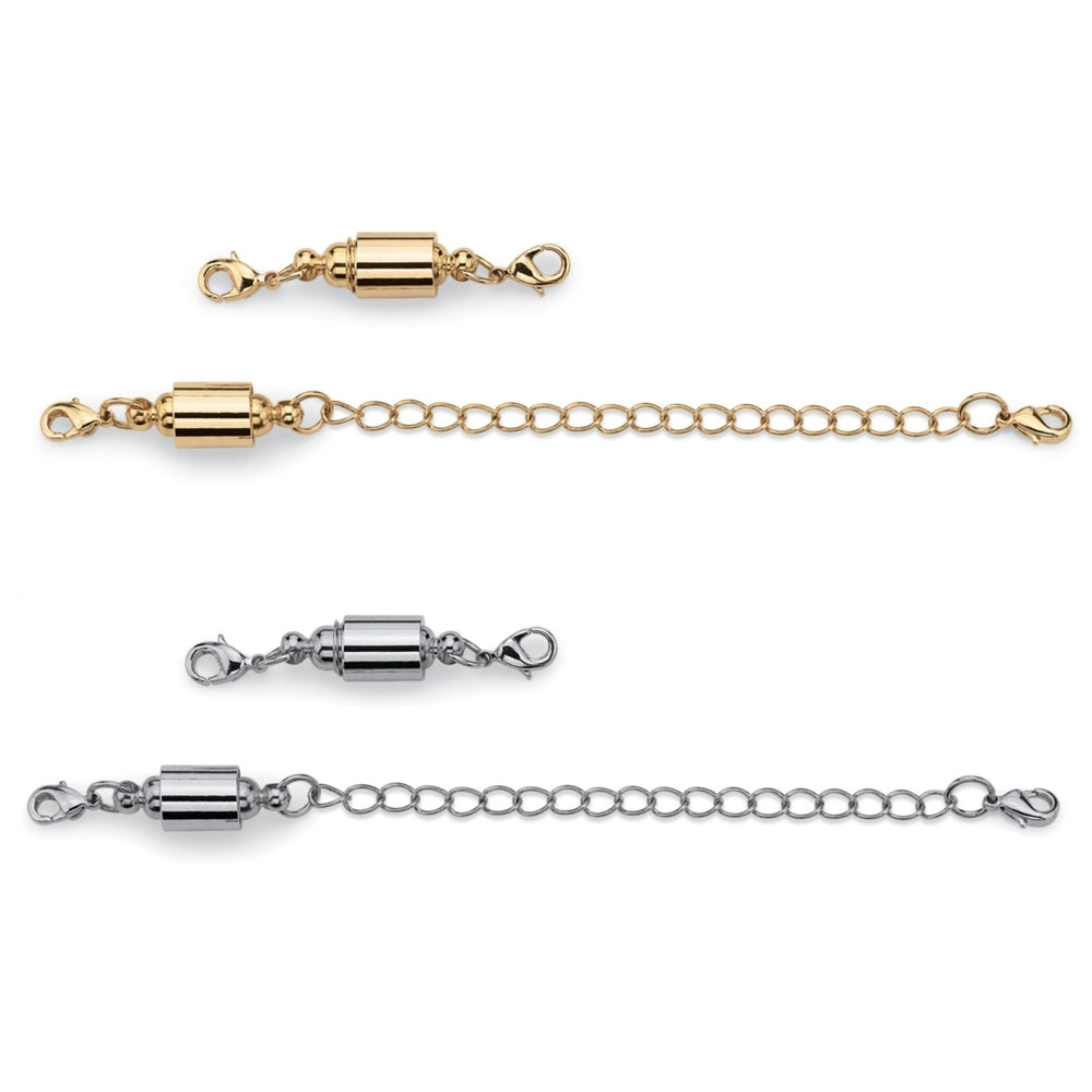 Magnetic Clasp and Chain Extender Set in Yellow Gold Tone and Silvertone Image 2