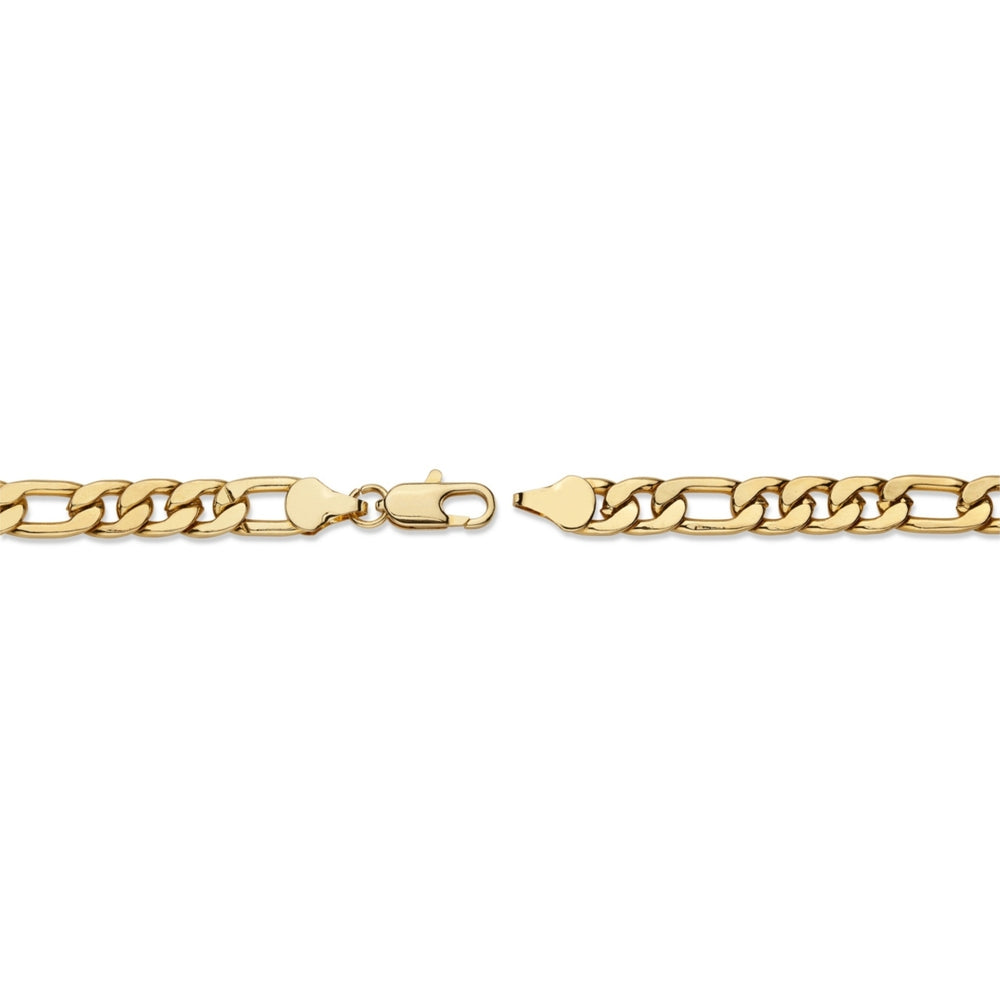 Mens Figaro-Link 2-Piece Chain Necklace and Bracelet Set Gold Ion-Plated 22" 8" (6.5mm) Image 2