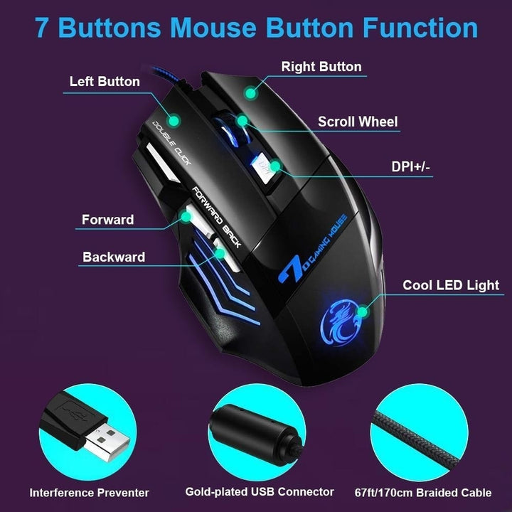 Ergonomic 5500 DPI Wired Gaming Mouse with 7 Button LED Backlight Image 7