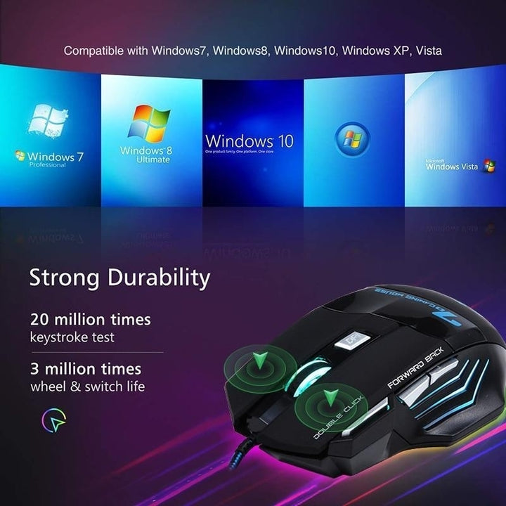 Ergonomic 5500 DPI Wired Gaming Mouse with 7 Button LED Backlight Image 10