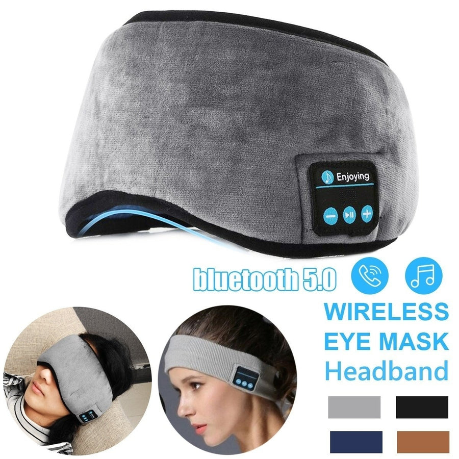 Bluetooth Sleeping Eye Mask Music Headset / Wireless Sports Music Headband with Built-In Speakers Microphone for Travel Image 1
