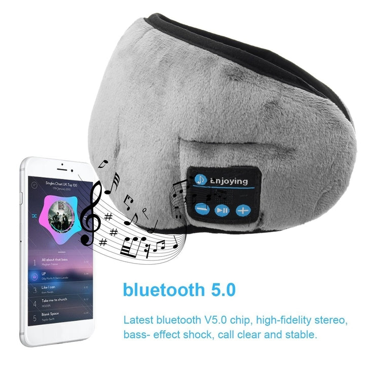 Bluetooth Sleeping Eye Mask Music Headset / Wireless Sports Music Headband with Built-In Speakers Microphone for Travel Image 3