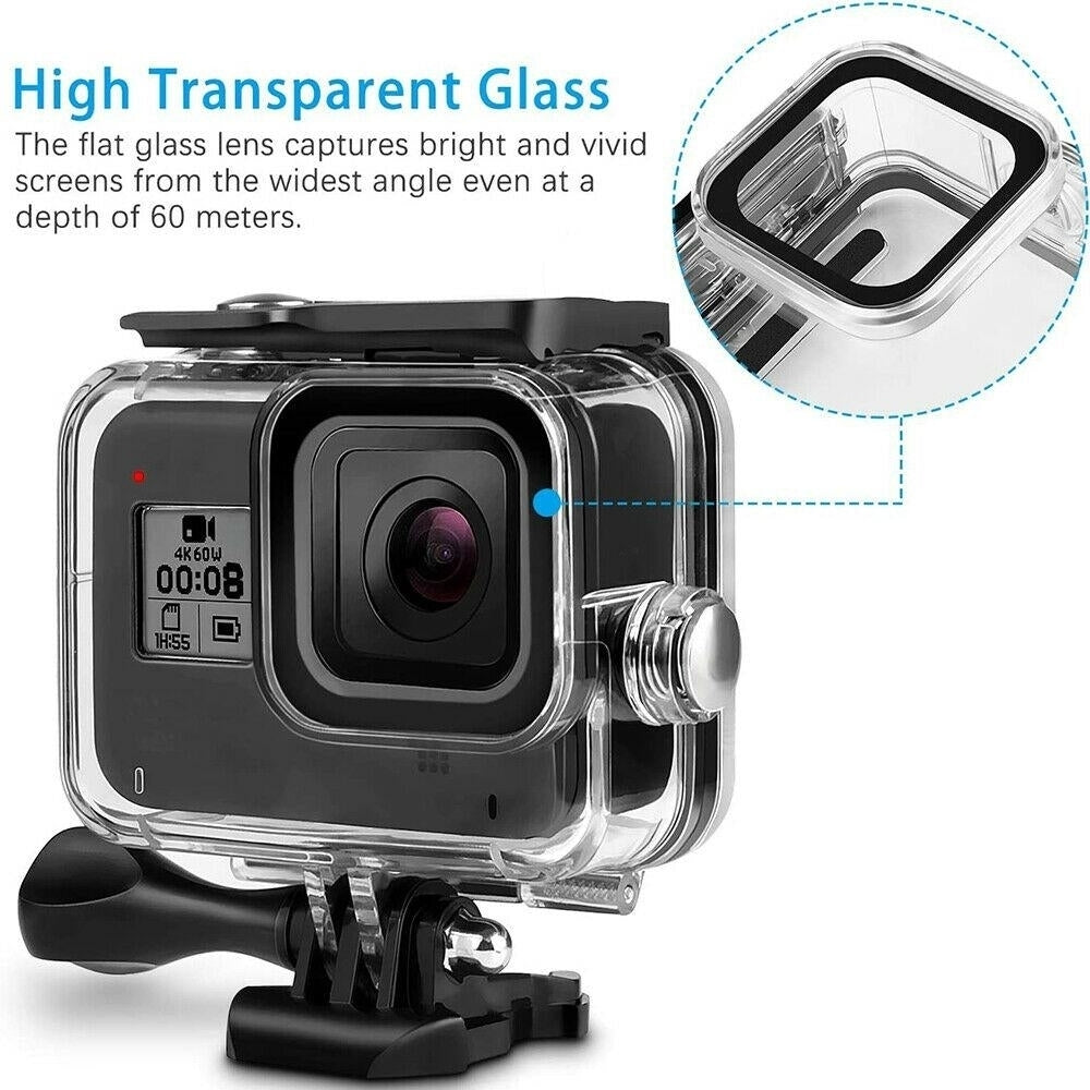 Waterproof Housing Case for GoPro Hero 8 Black Underwater Protective Shell with Bracket Up To 196ft/60M Image 4
