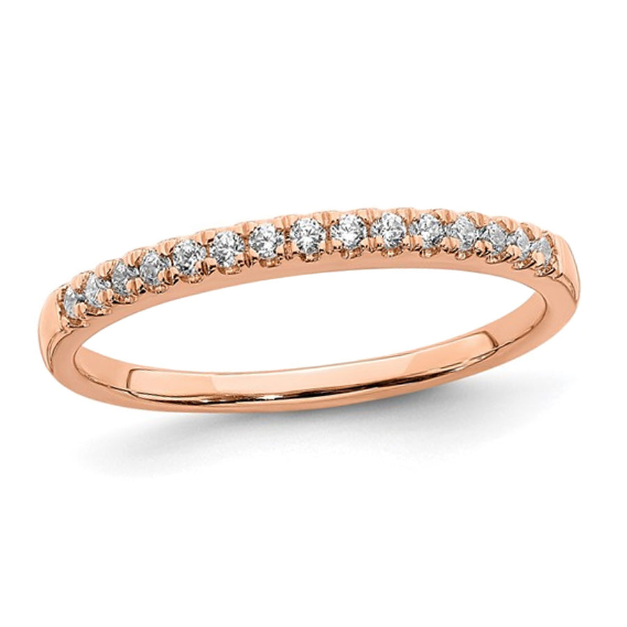 1/8 Carat (ctw) Diamond Wedding Band Ring in 14K Rose Pink Gold Image 1