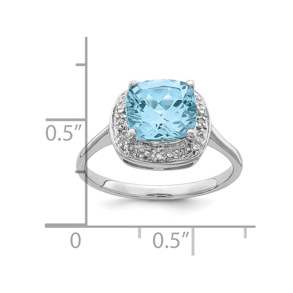 2.35 Carat (ctw) Swiss Blue Topaz Cushion Cut Ring in Sterling Silver Image 2