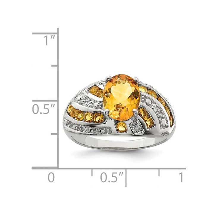 2.20 Carat (ctw) Natural Citrine Ring with Accent Diamonds in Sterling Silver Image 4