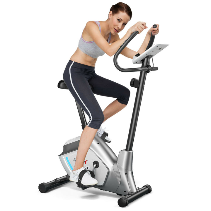Magnetic Exercise Bike Upright Cycling Bike w/ LCD Monitor and Pulse Sensor Image 1