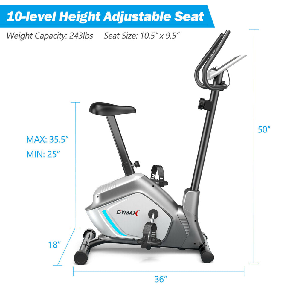 Magnetic Exercise Bike Upright Cycling Bike w/ LCD Monitor and Pulse Sensor Image 2