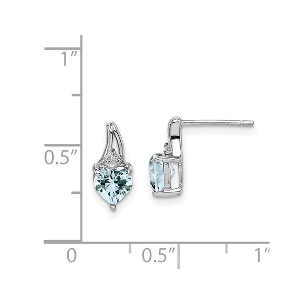 3/4 carat (ctw) Aquamarine Heart Earrings in Sterling Silver Image 4