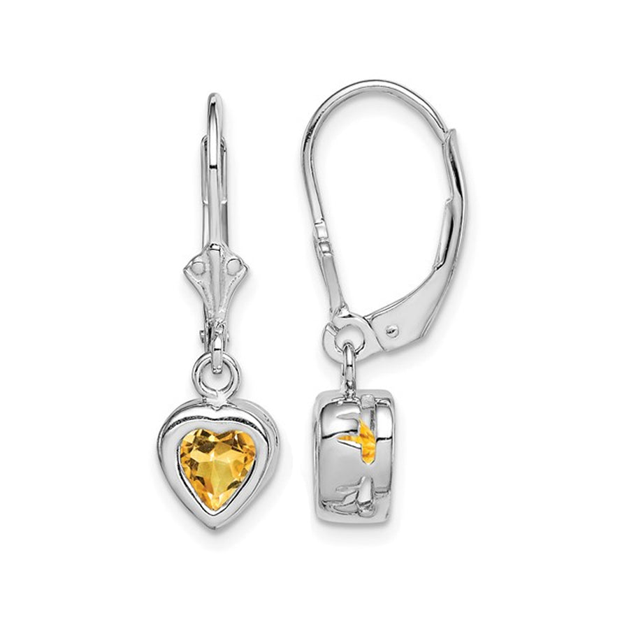 1.30 Carat (ctw) Citrine Drop Heart Earrings in Sterling Silver Image 1