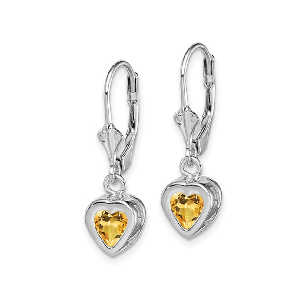 1.30 Carat (ctw) Citrine Drop Heart Earrings in Sterling Silver Image 2