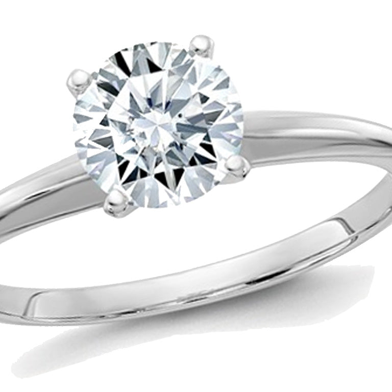 3.00 Carat (3.10 Ct. Look) Synthetic Moissanite Solitaire Engagement Ring in 14K White Gold Image 1