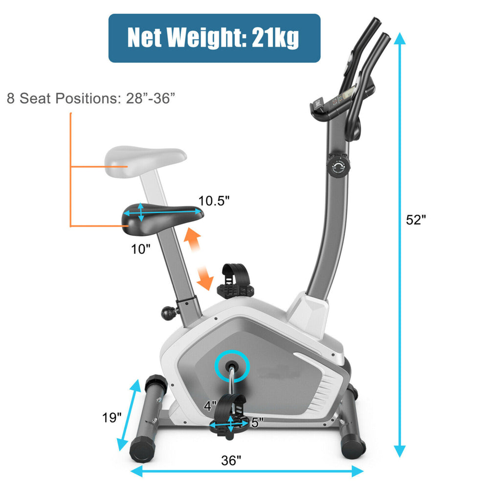 Magnetic Upright Exercise Bike Cycling Bike W/Pulse Sensor 8-Level Fitness Image 2